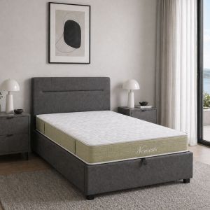 Bed with mattress and storage space Molito-Nemesis fabric anthracite 120x200cm
