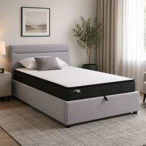 Bed with mattress and storage space Molito-Perfecto velvet gray 120x200cm