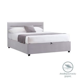 Bed with mattress and storage space Molito-Perfecto velvet gray 120x200cm