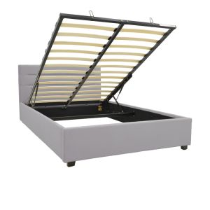 Bed with mattress and storage space Molito-Perfecto velvet gray 120x200cm