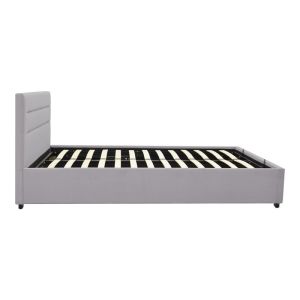 Bed with mattress and storage space Molito-Perfecto velvet gray 120x200cm