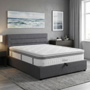 Bed with mattress and storage space Molito-Utopia velvet anthracite 150x200cm