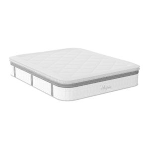 Bed with mattress and storage space Molito-Utopia velvet ecru 150x200cm