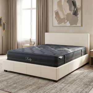 Bed with mattress and storage space Norse-Resty PU white 160x200cm