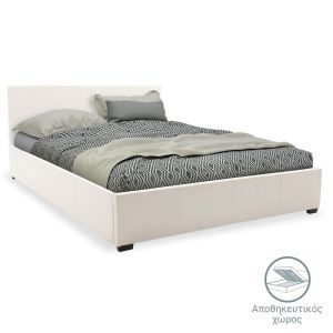 Bed with mattress and storage space Norse-Resty PU white 160x200cm