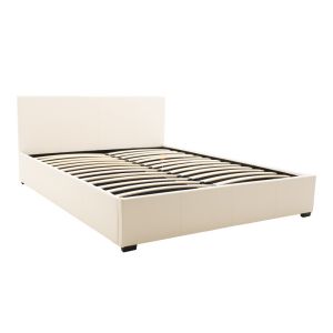 Bed with mattress and storage space Norse-Resty PU white 160x200cm