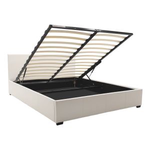 Bed with mattress and storage space Norse-Resty PU white 160x200cm