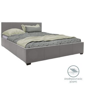 Bed with mattress and storage space Norwegian-Resty gray PU 160x200cm