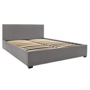 Bed with mattress and storage space Norwegian-Resty gray PU 160x200cm