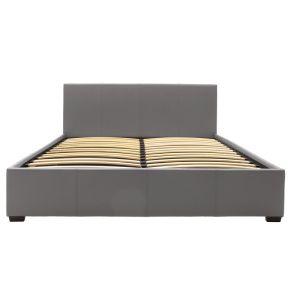 Bed with mattress and storage space Norwegian-Resty gray PU 160x200cm