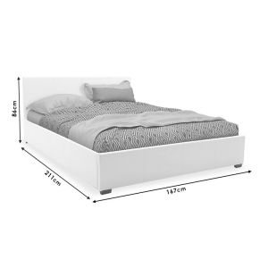 Bed with mattress and storage space Norwegian-Resty gray PU 160x200cm