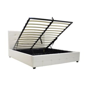 Bed with mattress and storage space Roi-Nemesis PU white 160x200cm