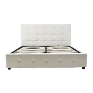 Bed with mattress and storage space Roi-Nemesis PU white 160x200cm