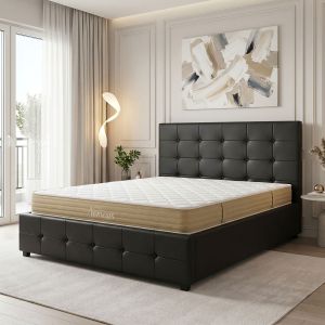 Bed with mattress and storage space Roi-Nemesis pu black 160x200cm