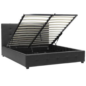 Bed with mattress and storage space Roi-Nemesis pu black 160x200cm