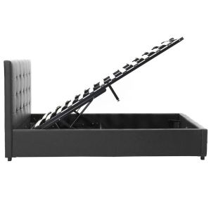 Bed with mattress and storage space Roi-Nemesis pu black 160x200cm