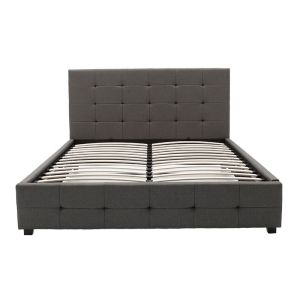 Bed with mattress and storage space Roi-Nemesis fabric, anthracite, 160x200 cm