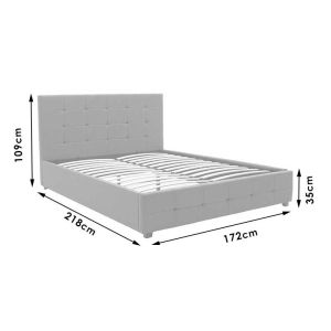 Bed with mattress and storage space Roi-Nemesis fabric, anthracite, 160x200 cm