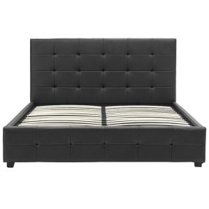 Bed with mattress and storage space Roi-Resty PU black 160x200cm