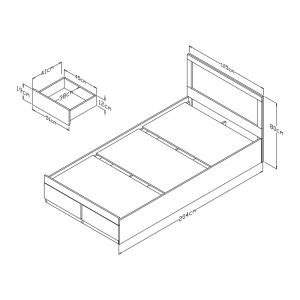 Bed with mattress and drawer Olympus-Perfecto white 120x200cm