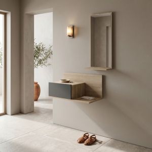 Мебел за антре Miranda с огледало в цвят сонома-антрацит 60x30x89.5см