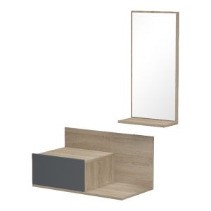 Мебел за антре Miranda с огледало в цвят сонома-антрацит 60x30x89.5см