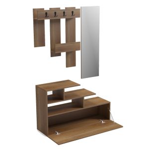 Мебел за антре с огледало Mezzo HM18380.01 меламин в естествен цвят 100X30X61HCM