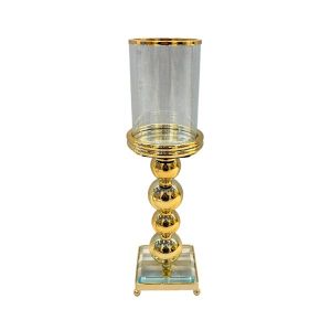 Metal candlestick - golden glass 11X11X40CM