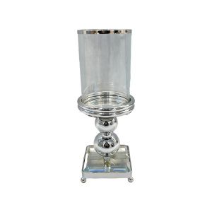 Metal candlestick - glass, silver 11X11X30CM