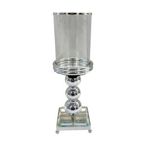 Metal candlestick - glass, silver 11X11X35CM