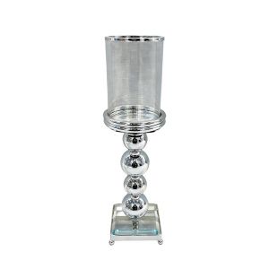 Metal candlestick - glass, silver 11X11X40CM
