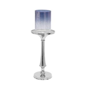 Metal candlestick - glass, silver 12X15X43CM