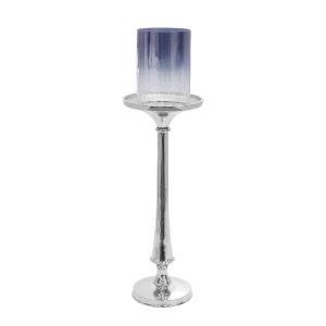 Metal candlestick - glass, silver 12X15X53CM