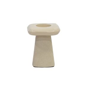 Metal candlestick matte - glossy beige 9X9X11CM