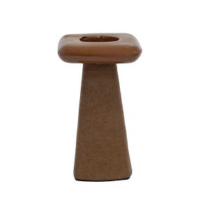 Metal candlestick matte - glossy terracotta 9X9X15CM
