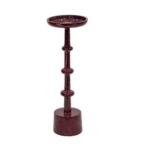 Metal candle holder with beads, burgundy 10X10X31CM