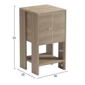 Bedside table Argus HM18378.01 melamine in sonam color 30X30X55WCM.