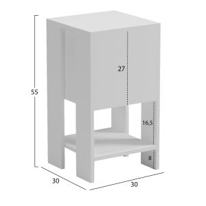 Bedside table Argus HM18378.02 melamine in white 30X30X55WCM.