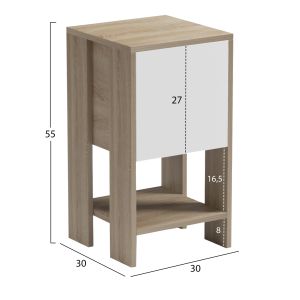 Bedside table Argus HM18378.11 melamine in white/sonama 30X30X55WCM.