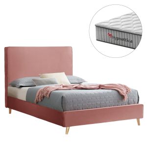 Semi-double bed with mattress Maylin HM10758.01 ash rose velvet mattress 120X200CM.