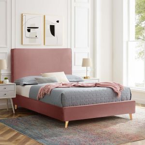 Semi-double bed with mattress Maylin HM10758.01 ash rose velvet mattress 120X200CM.