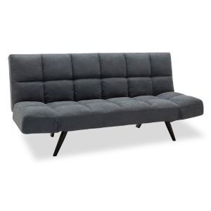 THREE-SEATER SOFA BED WITH BLACK LEGS Freddo DAMASK COLOR DARK GREY