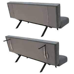 THREE-SEATER SOFA BED WITH BLACK LEGS Freddo DAMASK COLOR DARK GREY