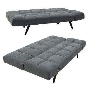 THREE-SEATER SOFA BED WITH BLACK LEGS Freddo DAMASK COLOR DARK GREY