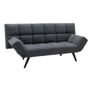 THREE-SEATER SOFA BED WITH BLACK LEGS Freddo DAMASK COLOR DARK GREY
