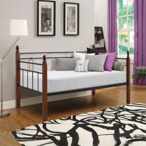Sofa bed with mattress Reven HM10755 metal & rubber wood in old dirty color) oak-mattress 90X190CM.