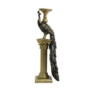 Candlestick Peacock gold - black 20.5X16X55CM