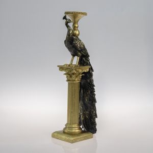 Candlestick Peacock gold - black 20.5X16X55CM