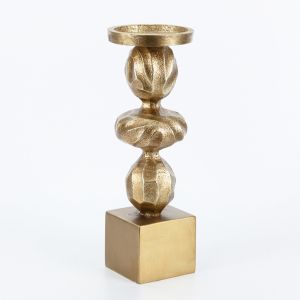 Polyresin candlestick gold 11X11X32.2CM