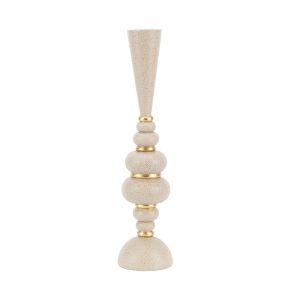 Candlestick polyresin beige - gold 7.8X7.8X33CM